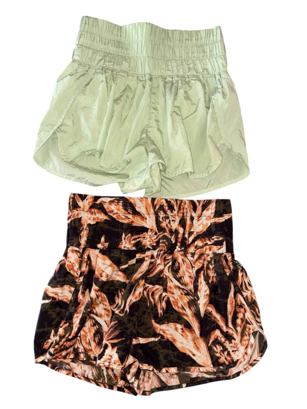 Free People Movement The Way Home Athletic Shorts — Mint Green & Black Floral